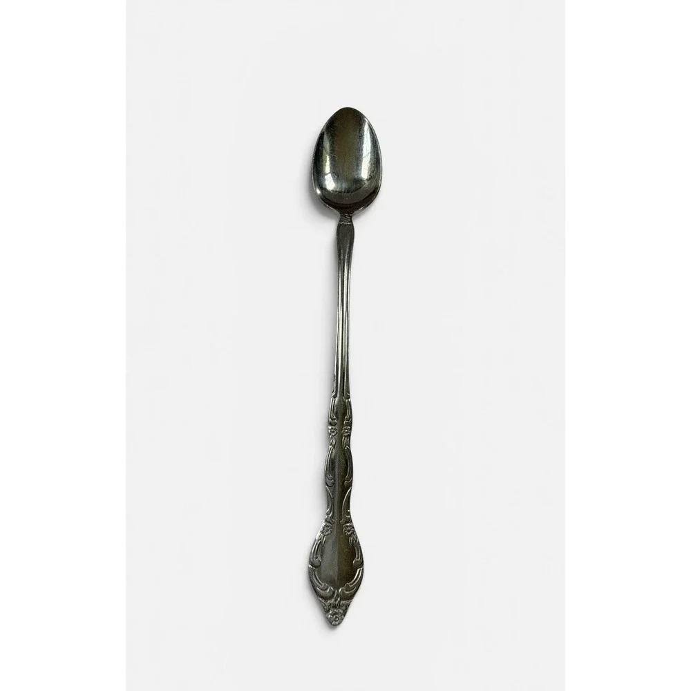 Michael Lloyd Long Handle Floral Scroll Stainless Flatware Iced Tea Spoon Set 3